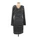 Studio M Casual Dress - Sweater Dress: Gray Stripes Dresses - Women's Size Large