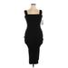 Just Fab Casual Dress - Bodycon Square Sleeveless: Black Solid Dresses - New - Women's Size X-Large