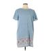 Lulus Casual Dress - Mini Crew Neck Short sleeves: Blue Dresses - Women's Size Medium