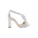 Alexandre Birman Heels: Slip On Chunky Heel Cocktail Party White Print Shoes - Women's Size 35.5 - Open Toe