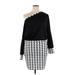 Shein Casual Dress - Mini High Neck Long sleeves: Black Houndstooth Dresses - New - Women's Size X-Large