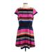 Elle Casual Dress - A-Line Crew Neck Short sleeves: Pink Stripes Dresses - Women's Size Large