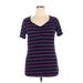 Lane Bryant Short Sleeve T-Shirt: Purple Stripes Tops - Women's Size 14 Plus