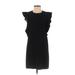Zara Casual Dress - Shift Crew Neck Short sleeves: Black Print Dresses - Women's Size Small