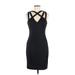 Guess Casual Dress - Party V-Neck Sleeveless: Black Print Dresses - Women's Size 6