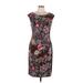 Connected Apparel Casual Dress - Sheath: Burgundy Print Dresses - Women's Size 10