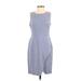 Ann Taylor LOFT Casual Dress - Sheath Crew Neck Sleeveless: Gray Solid Dresses - Women's Size 0 Petite