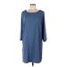 J.Jill Casual Dress - Shift: Blue Solid Dresses - Women's Size Medium