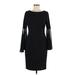 Calvin Klein Cocktail Dress - Sheath Crew Neck Long sleeves: Black Print Dresses - Women's Size 8