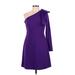 Donna Morgan Casual Dress - A-Line Open Neckline Long sleeves: Purple Print Dresses - Women's Size 8