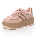 Chaussures à plateforme en cuir véritable rose naturel pour femmes chaussons de rinçage