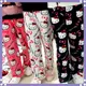 Sanurgente Hello Kitty Anime Pyjama en laine pour femme pantalon de dessin animé chaud