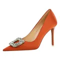 Escarpins Cendrillon à bouche peu profonde pour femmes chaussures à talons super hauts orange et