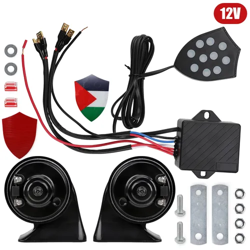 Contrôleur de klaxon électronique Musical universel 12V, 10 sons, régulateur, moniteur, trompettes d'escargot, sirène électrique, accessoires automobiles