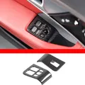 Pour guitF-TYPE 2013-2024 ABS mat noir/fibre de carbone voiture fenêtre verre ascenseur bouton cadre