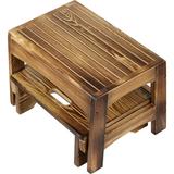 URFORESTIC Handcrafted Bed Step Stool-Foot Stool Kitchen Stools Bed Steps Small Step Ladder Bathroom Stools (Burned) Wood in Brown | Wayfair