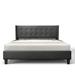 Red Barrel Studio® Tomicia Queen Size Dark Grey Bed Frame Upholstered w/ Wing Back Headboard Linen Fabric Upholstery Metal in Gray | Wayfair