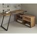 17 Stories Ayjai 55.12" W L-Shaped Writing Desk Wood/Metal in Brown/Gray | 29.53 H x 55.12 W x 47.24 D in | Wayfair