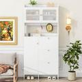 Latitude Run® Modernist Shoe Cabinet w/ Open Storage Space in White | 82 H x 39.2 W x 7 D in | Wayfair 358880462F3441299CC0EEA41C3F710A