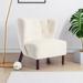 Armless Chair - Winston Porter Accent Chair, Upholstered Armless Chair Lambskin Sherpa Single Sofa Chair w/ Wooden Legs | Wayfair