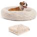 Tucker Murphy Pet™ The Original Calming Lux Donut Cuddler Cat & Dog Bed + Pet Throw Blanket Oyster Large 36" in Brown | Wayfair