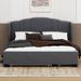 Red Barrel Studio® Leneah Upholstered Platform Bed w/ Wingback Headboard Upholstered, Linen in Gray | 43 H x 65 W x 86 D in | Wayfair