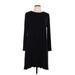 Old Navy Casual Dress - Shift Crew Neck Long Sleeve: Black Solid Dresses - Women's Size Large