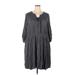 Torrid Casual Dress - A-Line Tie Neck 3/4 sleeves: Gray Print Dresses - Women's Size 5X Plus