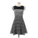 Betsy & Adam Cocktail Dress - A-Line: Black Stripes Dresses - Women's Size 10