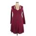 Just Fab Casual Dress - Sweater Dress: Burgundy Dresses - New - Women's Size 2X