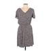 Gap Outlet Casual Dress - Wrap: Gray Print Dresses - Women's Size Large