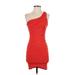 Torn by Ronny Kobo Cocktail Dress - Mini One Shoulder Sleeveless: Red Solid Dresses - Women's Size X-Small