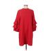 CATHERINE Catherine Malandrino Casual Dress - Shift Crew Neck 3/4 sleeves: Red Print Dresses - Women's Size 10