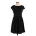 Gap Casual Dress - A-Line Crew Neck Short sleeves: Black Print Dresses - Women's Size 4