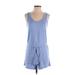 Lou & Grey for LOFT Romper Scoop Neck Sleeveless: Blue Print Rompers - Women's Size X-Small