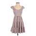 Monteau Casual Dress - A-Line Scoop Neck Short sleeves: Brown Dresses - Women's Size Small