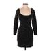 H&M Cocktail Dress - Mini Scoop Neck 3/4 sleeves: Black Dresses - Women's Size Small