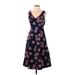 Boden Casual Dress - A-Line V Neck Sleeveless: Blue Dresses - Women's Size 2 Petite