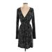 Daisy Fuentes Casual Dress - A-Line V-Neck Long sleeves: Black Dresses - Women's Size Medium
