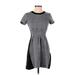 Madewell Casual Dress - Mini High Neck Short sleeves: Gray Print Dresses - Women's Size 0