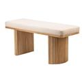 Banc en bois massif et velours beige