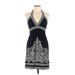 BCBGMAXAZRIA Casual Dress - Mini Halter Sleeveless: Black Dresses - Women's Size Medium Petite