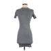 Forever 21 Casual Dress - Bodycon Crew Neck Short sleeves: Gray Print Dresses - Women's Size Small