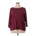 Croft & Barrow Long Sleeve Top Burgundy Crew Neck Tops - Women's Size 2X