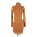 No Comment Casual Dress - Bodycon Turtleneck Long sleeves: Brown Print Dresses - New - Women's Size Small
