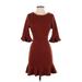 She + Sky Casual Dress - Sweater Dress: Burgundy Dresses - Women's Size Small