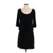 White House Black Market Casual Dress - DropWaist Scoop Neck 3/4 sleeves: Black Print Dresses - Women's Size Small