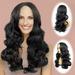 Teissuly 28Inch Wig Women s Wavy Long Curly Hair About 70CM Black Curly Black Big Curly