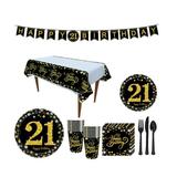 114 Pcs Gold Decor Flatware Birthday Paper Tableware Party Disposable Tableware Happy Birthday Decor The Banner Cartoon