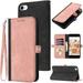 for iPhone 8 Case Wallet/iPhone 7 Case for iPhone SE 2020/iPhone SE 3rd Gen Case 6/6S Flip Cases Magnetic Leather Stand RFID-Blocking Card Holder Strap Shockproof Protective Cover (Pink)